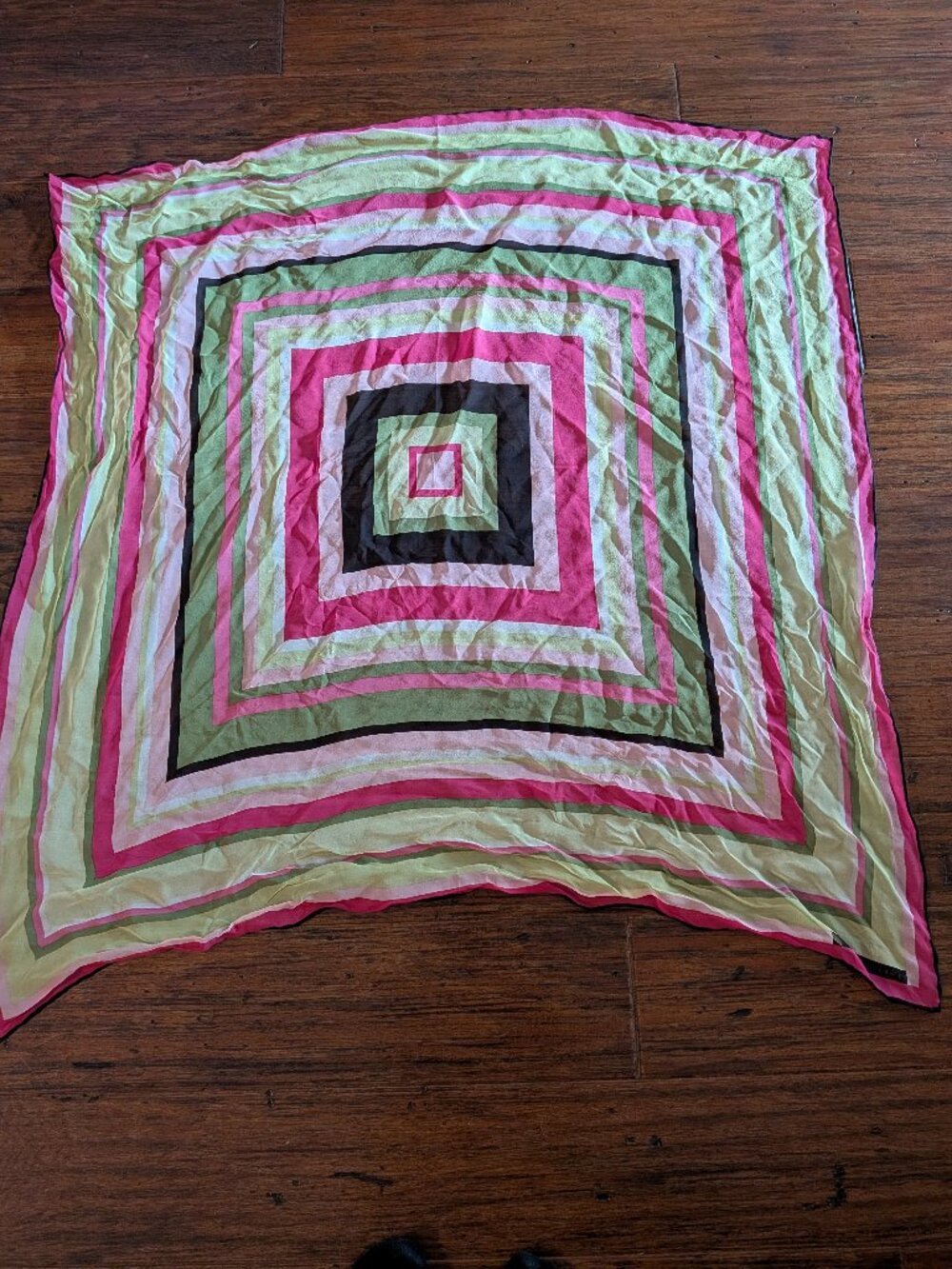 Audrey Talbott Vintage Silk Square Scarf - Geometric Striped